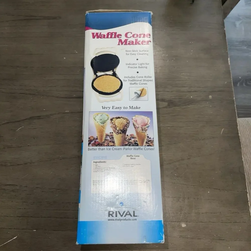Rival Waffle Cone Maker Model WC800 01 WT White w/ Cone Roller